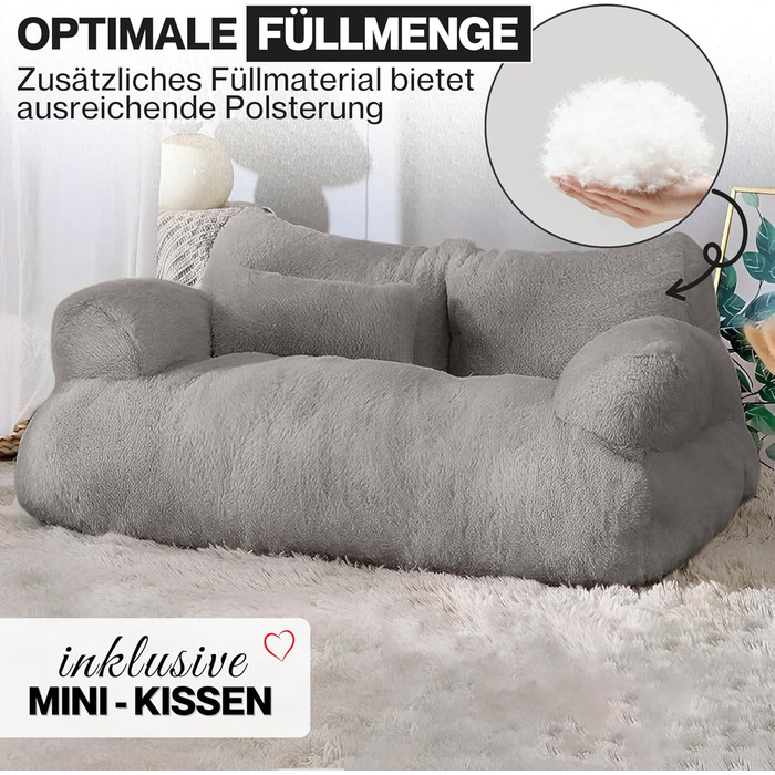 Кішка Софа Simba для котів та собак сірого кольору | З міні-подушкою | 70x48 см | Ліжко для котів та собак | М'яке, з достатньою підкладкою | Знімний чохол
