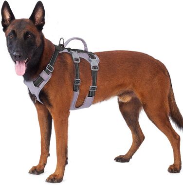 Шлейка для собак Huntboo безпечна від виривання, шлейка від паніки, світловідбиваюча шлейка з ручкою, регульована шлейка для собак маленьких, середніх та великих порід (M) Середня (1 шт.) (Extra груба (1 шт.), Чорна)