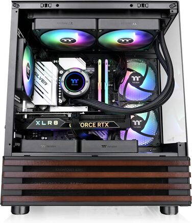 Корпус ПК Thermaltake TG ARGB View 170 Wood Black – Micro-Tower, Tempered Glass, 3x120mm ARGB, Підтримка 240/280mm радіатора