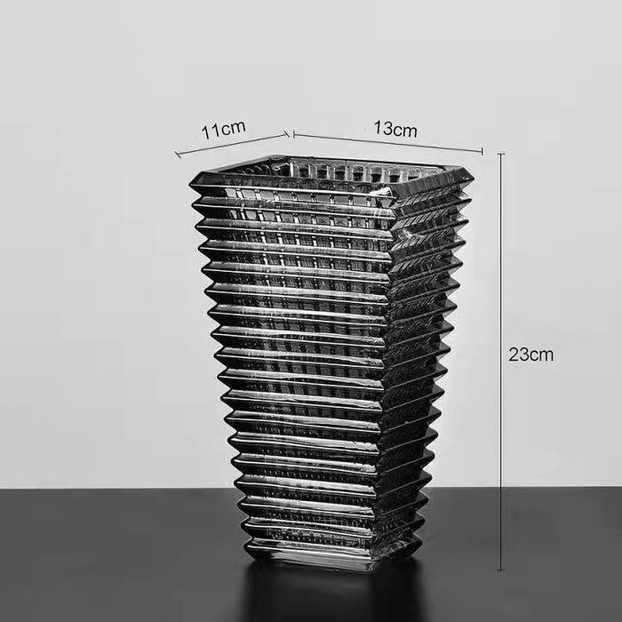 Ваза 23 см Kristallglas, прозора скляна ваза для квітів, велика декоративна ваза для квіткових композицій, гідропонного оформлення, для дому, подарунок на весілля, новосілля (Трапеція, сірий)
