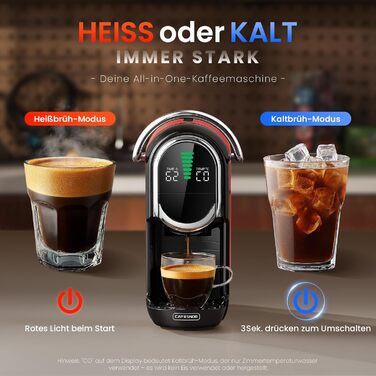 Кавомашина капсульна Magician1 Mini 5в1 для Nespresso, Dolce Gusto, Lavazza A Modo Mio, ESE 44, кавової гущі | 20 bar, 1450 W, LED-дисплей, 7 рівнів води | для дому та офісу, червона