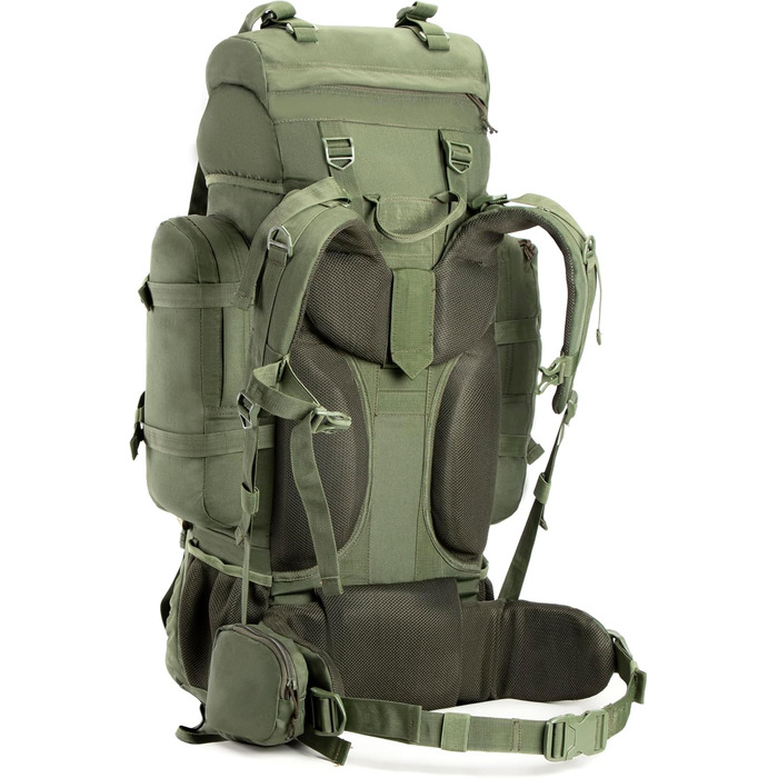 Tripole Rucksack from the Colonel Series with Internal Frame - Featuring Detachable Daypack and Rain Cover (95 Liters, Green (Army Green))