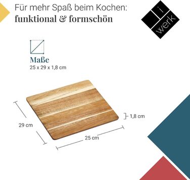 Durable acacia cutting board, 25 x 29 cm | High-quality & hygienic | Large kitchen board made of sustainable acacia wood | Discover oiled wooden cutting boards for kitchen & catering