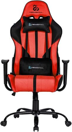Ігрове крісло Newskill Horus Zephyr, ергономічне, тканинне, нахил 180°, 9 кольорів, червоне