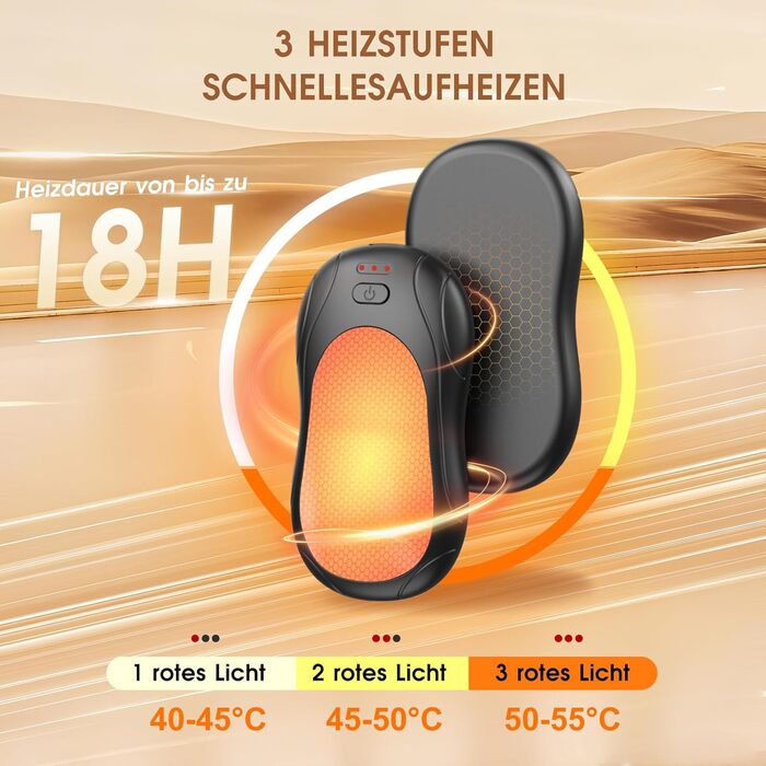 Електричний грілка для рук, USB грілка для рук, 2 шт. - подарунок для жінок, чоловіків, дітей. 3 режими, до 18 годин тепла, для гольфу, кемпінгу, полювання. Чорний