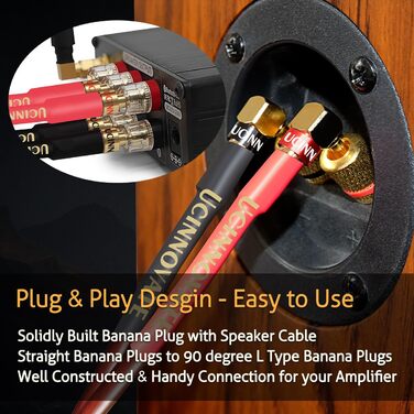 Акустичний кабель UCINNOVATE HiFi OFC 14AWG, 3м, позолочені роз'єми (банановий штекер — Y-подібний затискач), 2 шт.