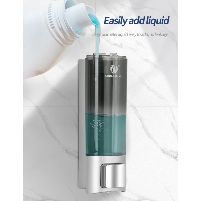 Ручний дозатор мила CHUANGDIAN, настінний, 200 мл, білий, сріблястий