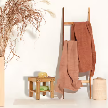 Relaxdays Bamboo Bath Stool with Additional Shelf