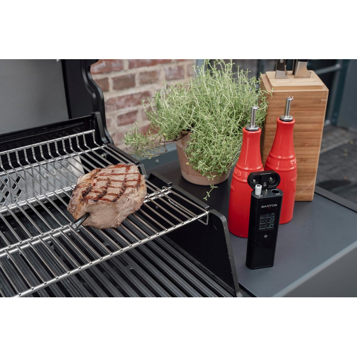 Беспроводний термометр для гриля Santos – Контроль через додаток (Android & iOS) – Дальність 100м – Подвійний датчик – До 300°C – Магнітне кріплення