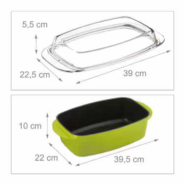 Relaxdays Green Roasting Pan with Glass Lid
