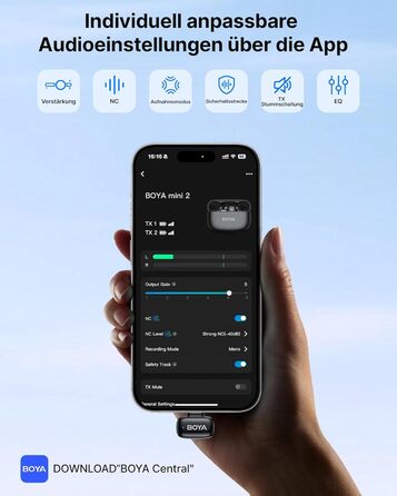 BOYA MINI 2 - Бездротовий мікрофон-лавал'єр для iPhone, Android, Vlogging, YouTube, Streaming. Чорний (2TX+1RX, Type-C)