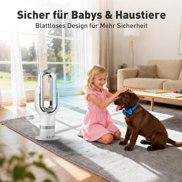 Безлопатевий вентилятор-нагрівач 2-в-1 TP18Pro: 10 режимів охолодження, 3 - обігріву, дистанційне та сенсорне керування, тихий DC-двигун