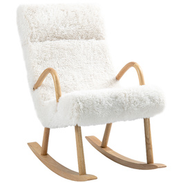 HOMCOM Rocking Chair Glider Armchair, Still Chair with Wool-look Fabric up to 120 kg, ideal for Bedroom & Living Room, White