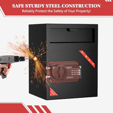 KABISAFE 45L Головний сейф для дому: електронний сейф з кодовим замком, ключем та сенсорним освітленням, для зберігання грошей, ліків та документів