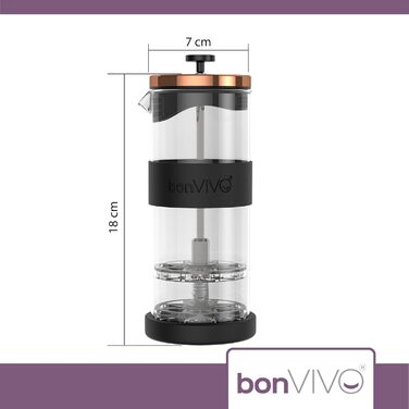 bonVIVO FOMO ручний спінювач молока, скло та нержавіюча сталь, 400 мл, рожевий