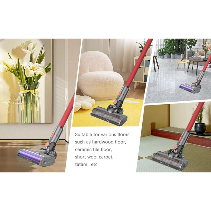 Насадка для пилососа Dyson V7 V8 V10 V11 V15: м'яка щітка-ролик та турбощітка з LED-підсвічуванням для твердих підлог