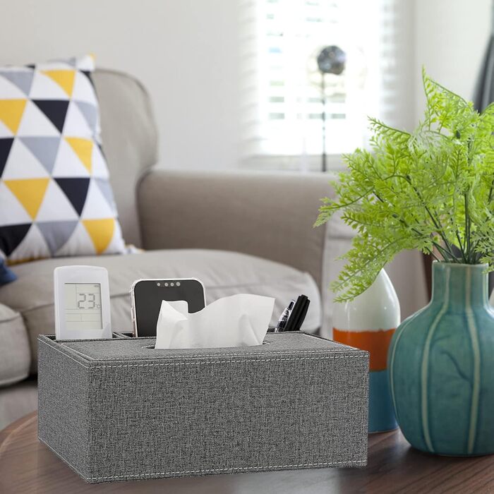 Скляна коробка для серветок BTSKY з пультом дистанційного керування, сірого кольору. Організатор для дому, настільний органайзер.