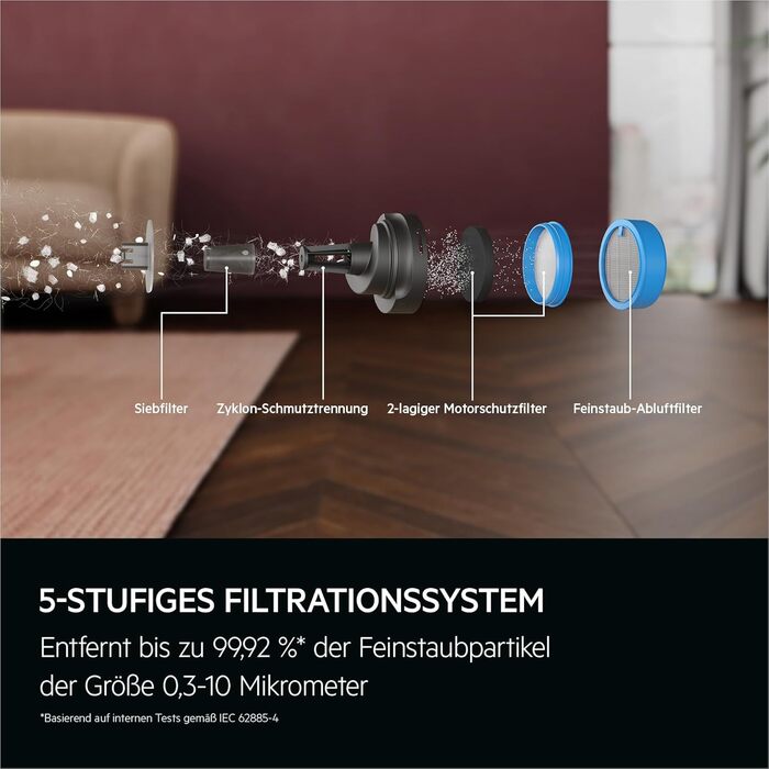 AEG 6000 Cordless Vacuum Cleaner / 103,000 RPM / 175,000 dPa / Digital Motor / Cordless / Up to 99% Dust Pickup / 40 min Run Time / Easy Handling / Removable 21.6 V Battery / Lightweight / AP61CB21DB