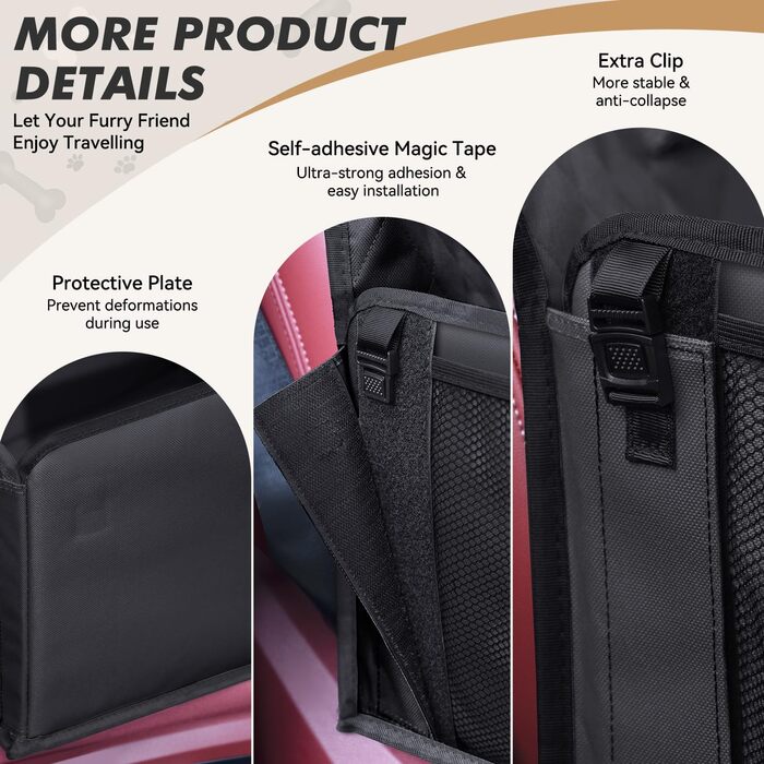 Автокрісло для собак - стабільне, водонепроникне, з підсиленими стінками та ременями безпеки, чорне