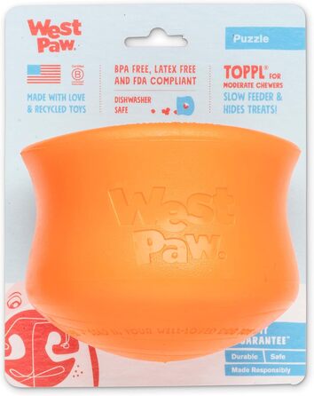 WEST PAW Zogoflex Toppl Treat Dispenser Dog Toy Puzzle - Interactive Chew Toy for Dogs - Dog Toy for Moderate Chewers, Fetch, Catch - Holds Dry Food, Treats, XL