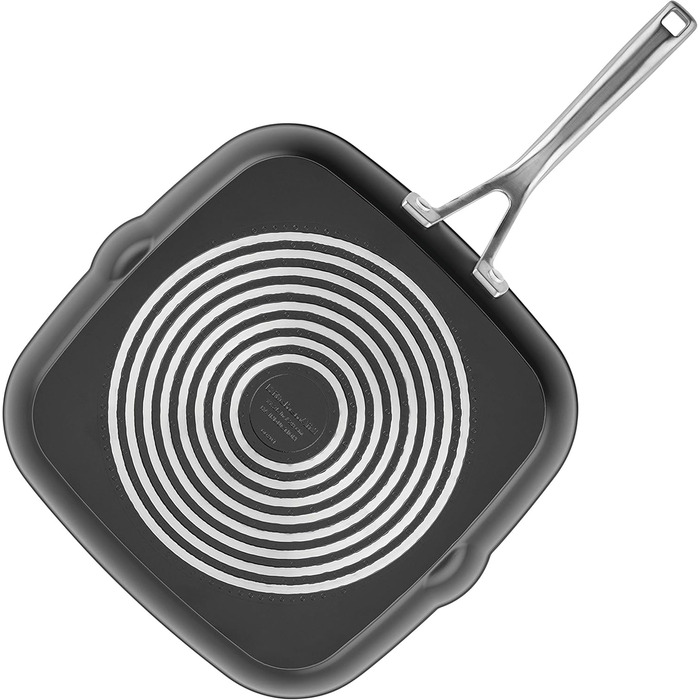 KitchenAid Grill Pan/Griddle with Spout, Hard Anodized, Non-Stick Coated, Square, 29 cm, Matte Black Grill Pan (28.6 cm)