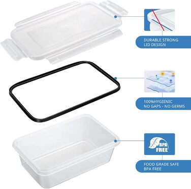 Набір контейнерів для зберігання їжі 10 шт. по 1 л, BPA-free, щільні, складені, для заморожування та Meal Prep, для кухні