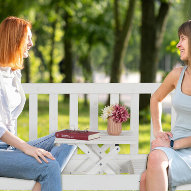Relaxdays White Garden Bench with Table