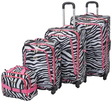 Набір валіз Rockland Softside, 4 шт. (14/20/24/28), Рожевий Зебра