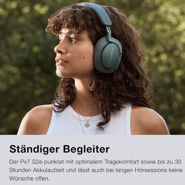 Навушники Bowers & Wilkins Px7 S2e з активним шумозаглушенням, бездротові, aptX™ Adaptive, швидка зарядка, 30 годин роботи, 6 мікрофонів - Океанський блакитний