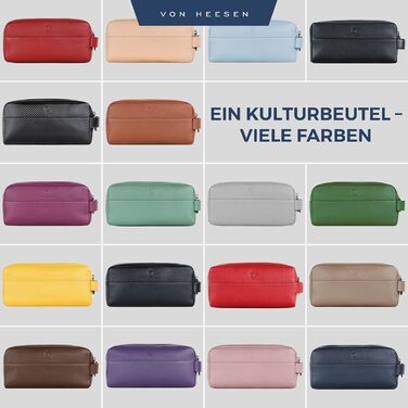 Чоловіча та жіноча косметичка VON HEESEN з натуральної шкіри - дорожня сумка, несесер для подорожей, чорна, велика (2 відділення)