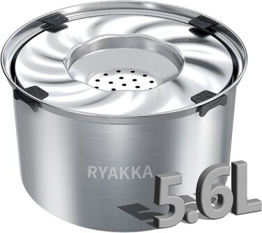 RYAKKA Миска для собак 5.6L з нержавіючої сталі, протиковзаюча, без розливання, для повільного годування, великі породи | Без розливання, для подорожей