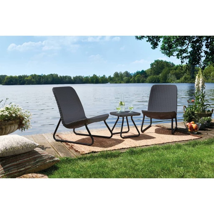 Комплект садових меблів Keter Rio Patio Set для 2 осіб: крісла та столик, антрацит