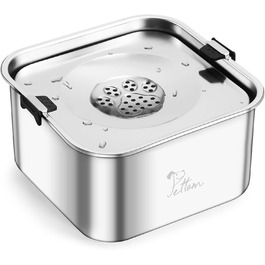 Миска для собак PETTOM 3L, не проливається, з нержавіючої сталі 304, срібна, 20x20x11 см