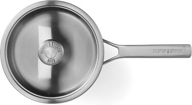 Каструля нержавіюча Merten & Storck 16 см, 1,5 л з кришкою, професійне приготування, з декількома шарами покриття, з мірками, без крапель, довговічна кришка, для індукції, духовка та посудомийна машина