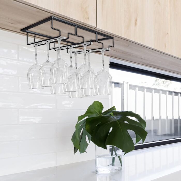 Металевий трирядний тримач для келихів вина Anshuke – 8-12 келихів, для дому, ресторану, бару