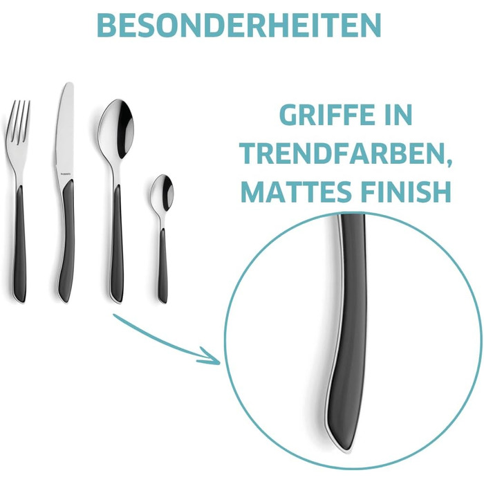 Набір столових приборів Kuppels Prisma для 6 осіб з нержавіючої сталі, рожеві ручки | 24-частини | Нержавіючі столові прибори | Миючі в посудомийній машині