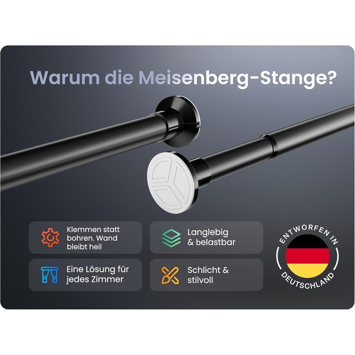 Штанга для душу без свердління 160-210 см, срібна, Ø 25 мм, телескопічна, з кріпленнями. Підходить для ванної, душу та перегородки. Телескопічна штанга для вікна 50-80 см, матовий чорний