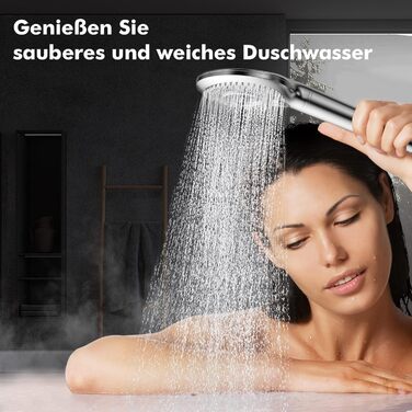 Showerhead with Filter MEKO High-Pressure Hand Shower with 15-Layer Filtration, 1.5M Hose, 3 Spray Patterns, Water-Saving Showerhead for Removing Hard Water, Residual Chlorine, Bacteria, and Heavy Metals