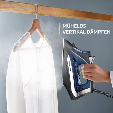 Праска Rowenta Acessteam DW4301: 2500 Вт, 140 г/хв, Microsteam 300, захист від накипу, без крапель, блакитно-чорна