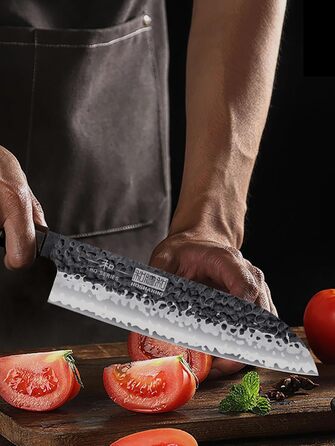 Японський ніж Kiritsuke HOSHANHO 23 см, професійний кухонний ніж з 9 шарів вуглецевої сталі, ніж шеф-кухаря, універсальний ніж у подарунковій коробці (набір ножів 3 шт.)