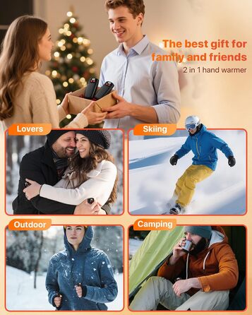 Електричні грілки для рук 2 шт. з LED-дисплеєм та 5 рівнями нагріву, USB-C, ідеальні для гольфу, кемпінгу, походів, зимових видів спорту, чорні