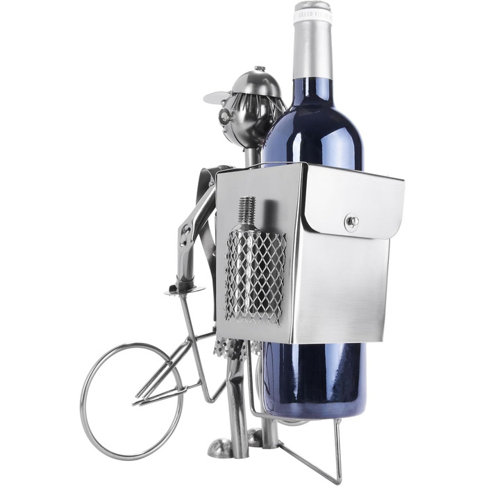 BRUBAKER Wine Bottle Holder Cyclist Metal Sculpture with Gift Card