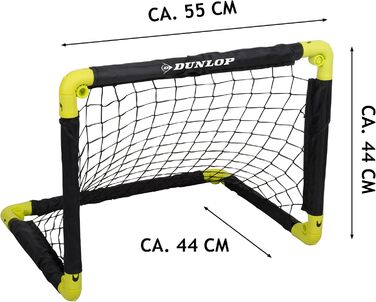 Dunlop 2-Pack Soccer Goal Set - Foldable Football Goal for Kids - Indoor/Outdoor Training Accessory - Black/Yellow 50x44x44cm