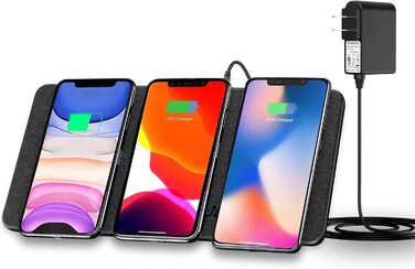 Бездротовий зарядний пристрій 3 в 1 Ladepad, 15W, для Apple iPhone 16/15/14/13/12/Pro/Max, AirPods, чорний (з адаптером)