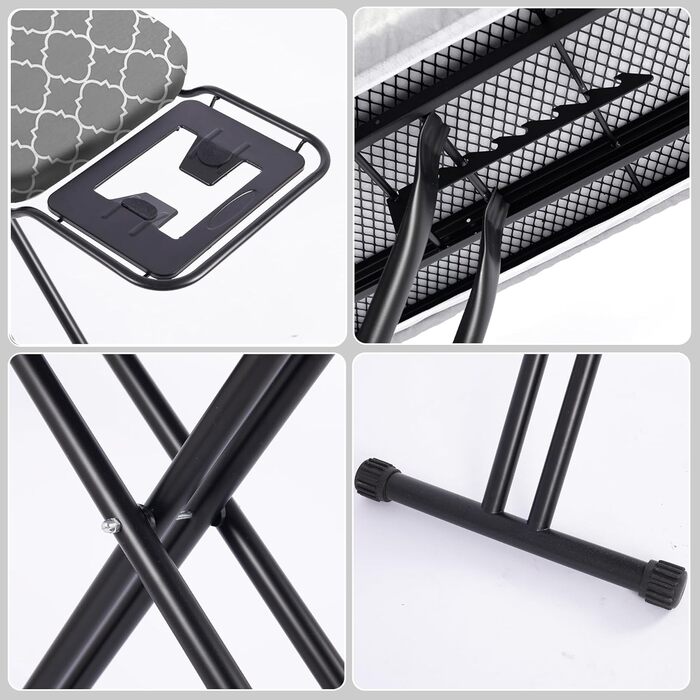 Складаний столик для прасування, 120 x 39 см, з великою підставкою для праски, регульована висота до 93 см