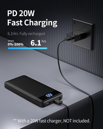 Power Bank 26800mAh 22.5W з USB-C PD3.0 QC4.0, Чорний - Зовнішній акумулятор для iPhone, iPad