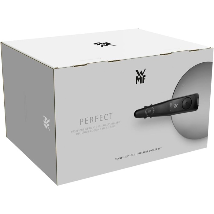 Швидковарка WMF Perfect One з індукційним дном, 8,5 л, з парою, Cromargan, 2 режими, знімна ручка кришки