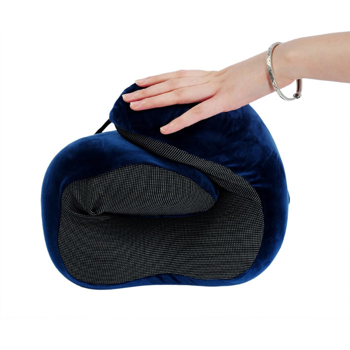 Подушка для шиї з піною Memory Foam, 360-градусна підтримка голови, комфортна та легка, ідеальна для подорожей (літак, авто, поїзд, автобус) та дому, з чохлом (Блакитна)