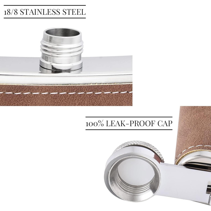 Фляга з гравіюванням, набір фляги з чашкою та воронкою, персоналізовані подарунки (8oz/237ml, коричнева)