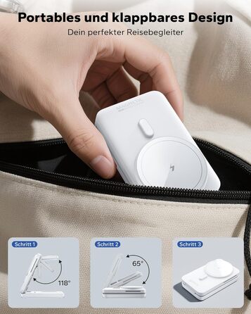 Зарядна станція 3-в-1 KPON для Apple Watch та iPhone з MagSafe, 20W, біла - Швидка зарядка для iPhone 17-12, Apple Watch 11-2, AirPods, портативна для подорожей та офісу